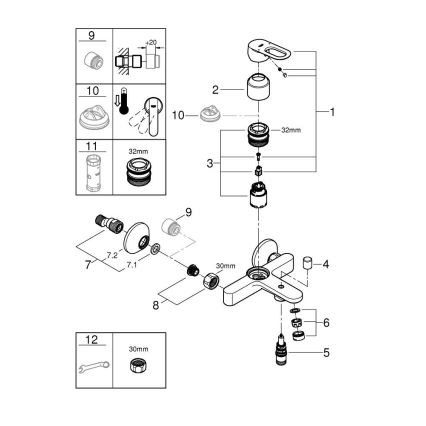 GROHE 23603000 - Badkarsblandare BAULOOP DN 15 polerad krom