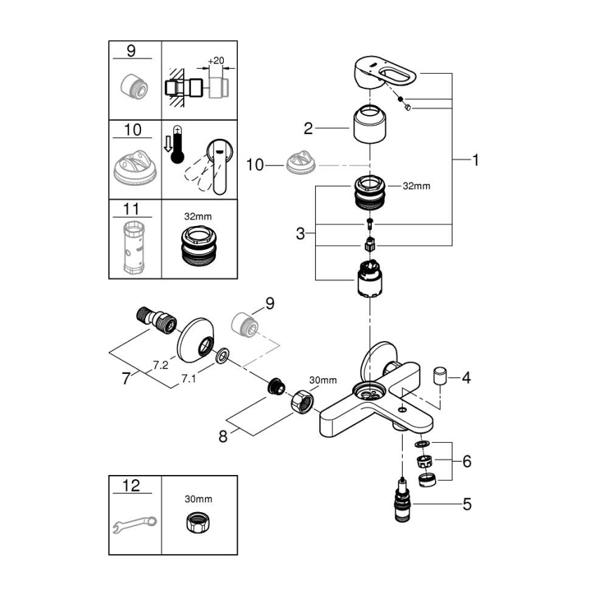 GROHE 23603000 - Badkarsblandare BAULOOP DN 15 polerad krom