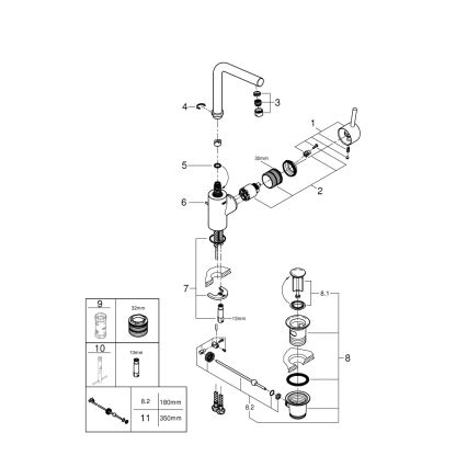 GROHE 23739002 - Tvättställsblandare CONCETTO 291 mm, blank krom