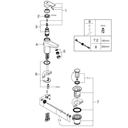 GROHE 23769000 - Tvättställsblandare START FLOW i blank krom