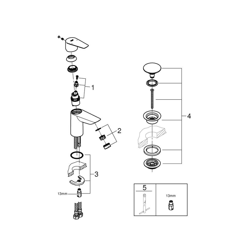 GROHE 23898001 - Tvättställsblandare START EDGE, blank krom
