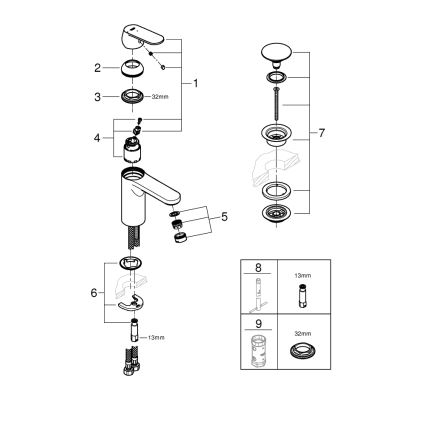 GROHE 23928000 - Tvättställsblandare DN 15 storlek M polerad krom