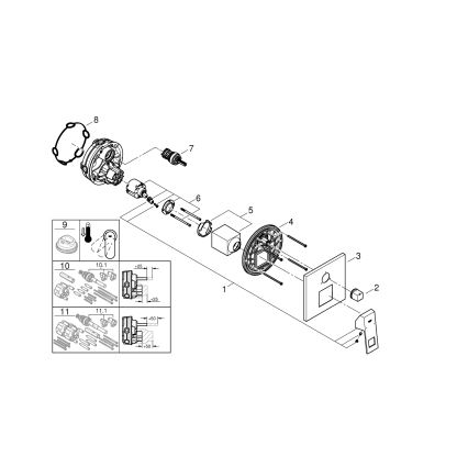 GROHE 24094000 - EUROCUBE-blandare med 3-vägsomkastare, blank krom