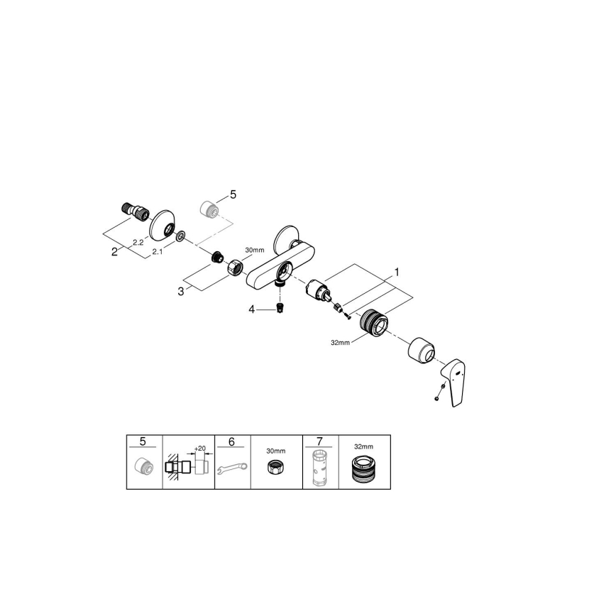 GROHE 24197001 - Duschblandare START EDGE DN 15, polerad krom