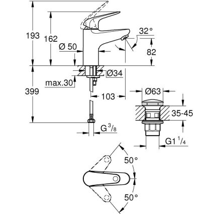 GROHE 24318001 - Tvättställsblandare SWIFT 162 mm, polerad krom