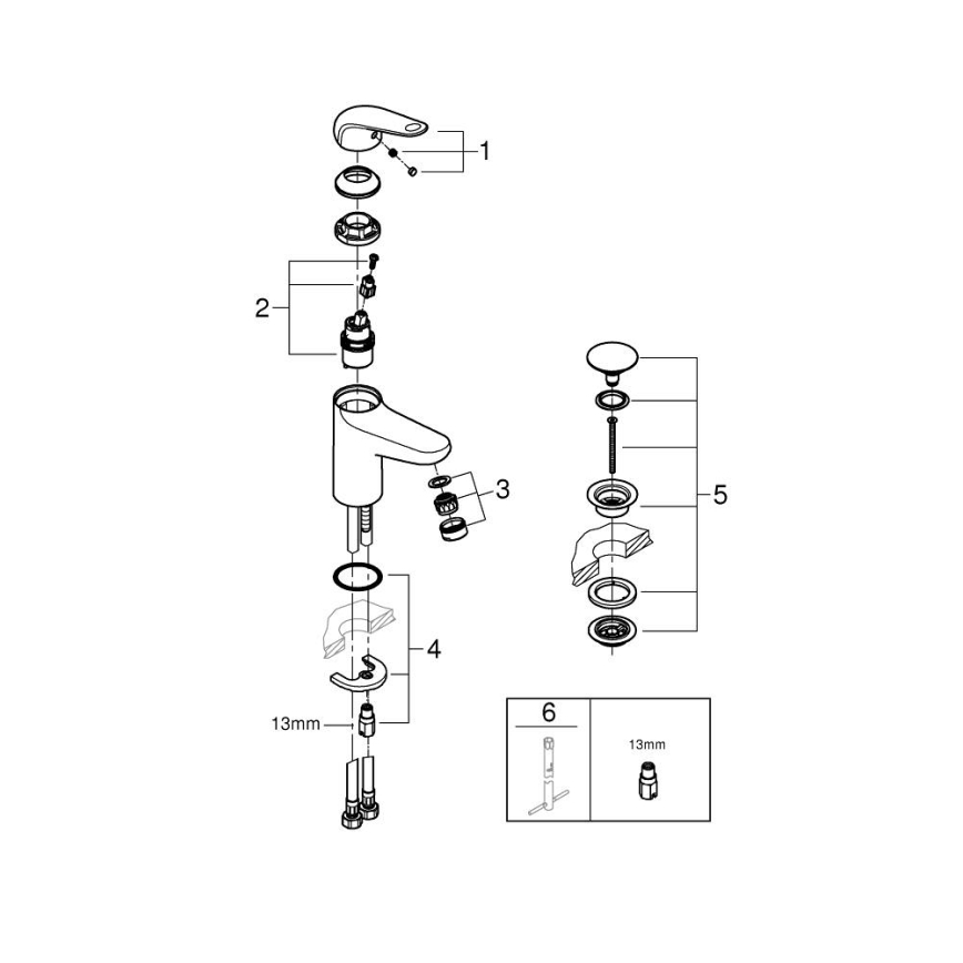 GROHE 24326001 - Tvättställsblandare SWIFT DN 15, storlek M, blank krom