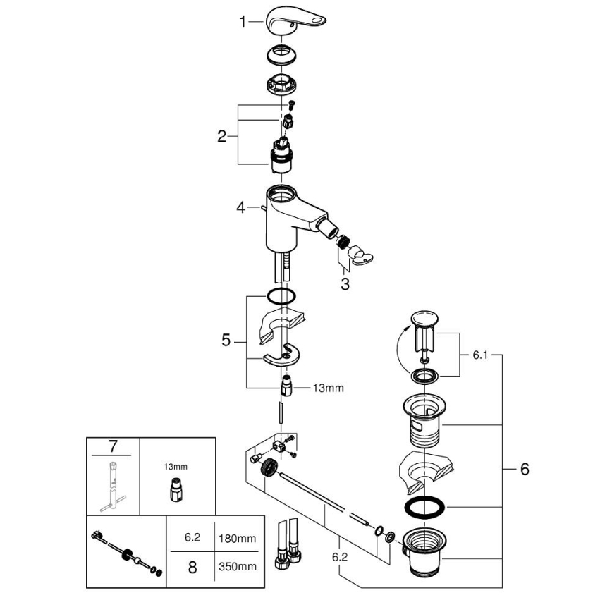 GROHE 24332001 - Bidettblandare SWIFT 146 mm polerad krom