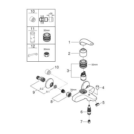 GROHE 24335001 - Badkarsblandare DN 15 i blank krom