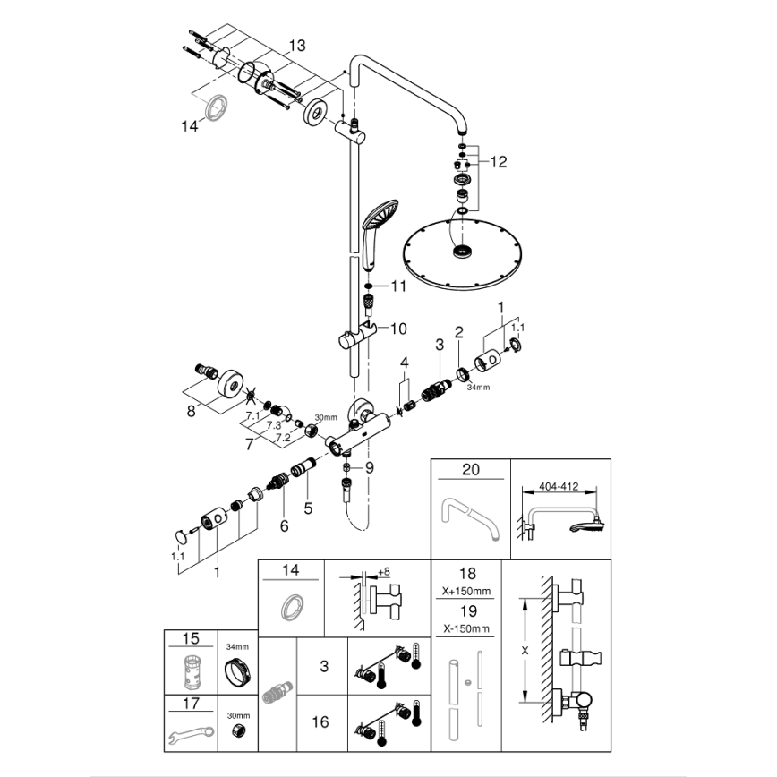 GROHE 26075AL0 - Duschsystem EUPHORIA SYSTEM 310 450 mm grafit
