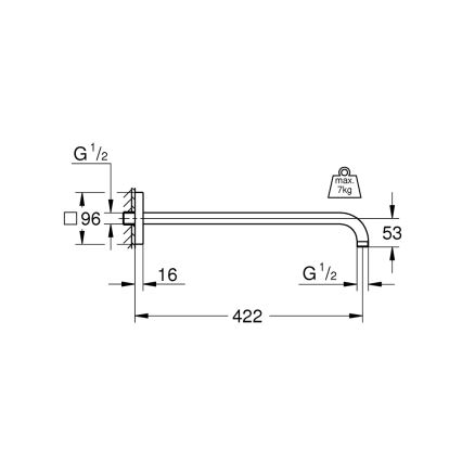 GROHE 26145000 - Duscharm RAINSHOWER 422 mm polerad krom
