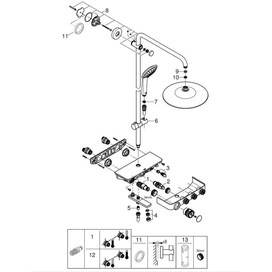 GROHE 26510000 - Duschsystem EUPHORIA SMARTCONTROL 450 mm polerad krom