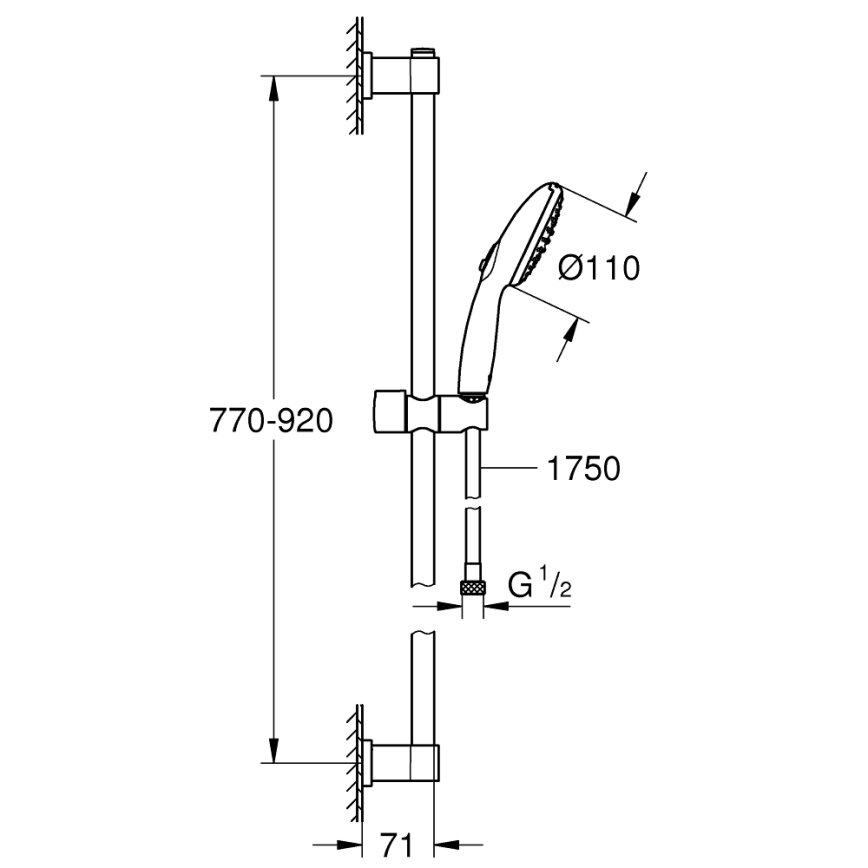 GROHE 269542431 - Duschset VITALIO START 110 900 mm svart