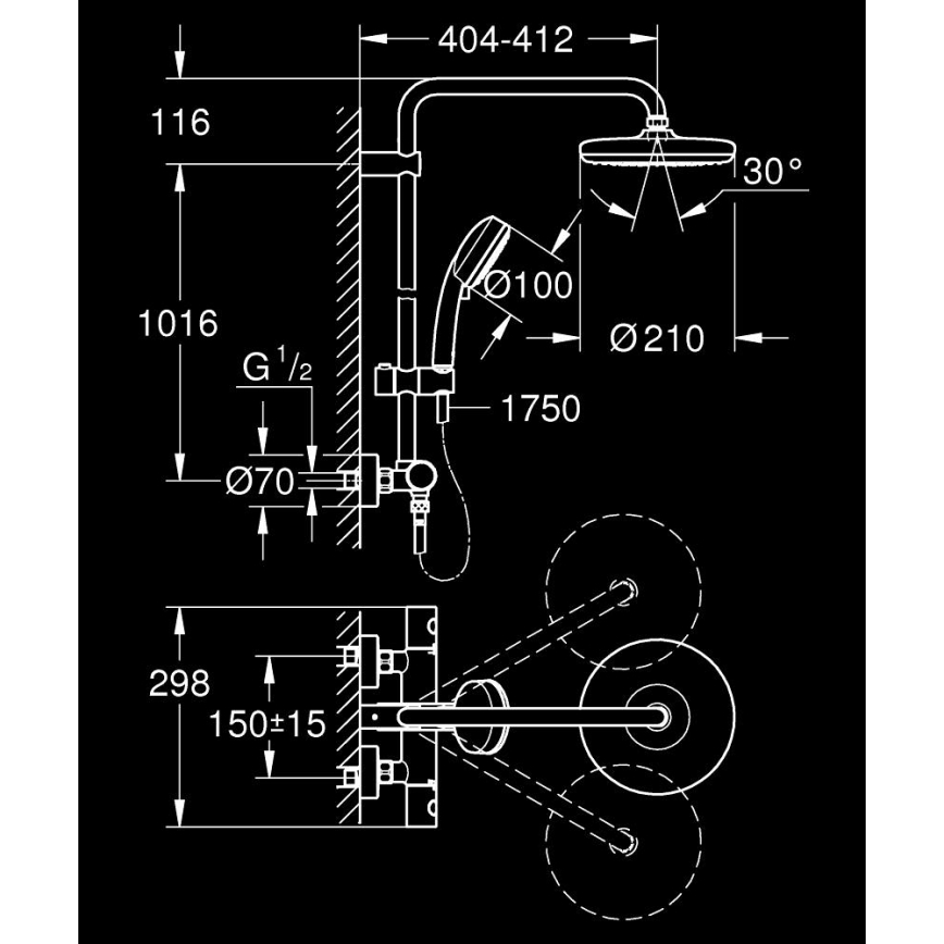 GROHE 27922001 - Duschsystem TEMPESTA COSMOPOLITAN 210 i polerad krom
