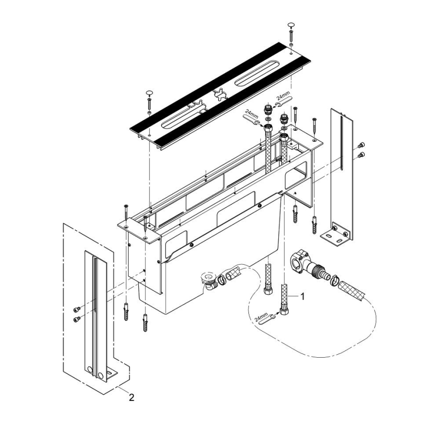 GROHE 29037000 - Monteringskropp för badkarsblandare med 45 mm hål, polerad krom