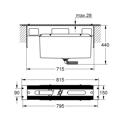 GROHE 29037000 - Monteringskropp för badkarsblandare med 45 mm hål, polerad krom