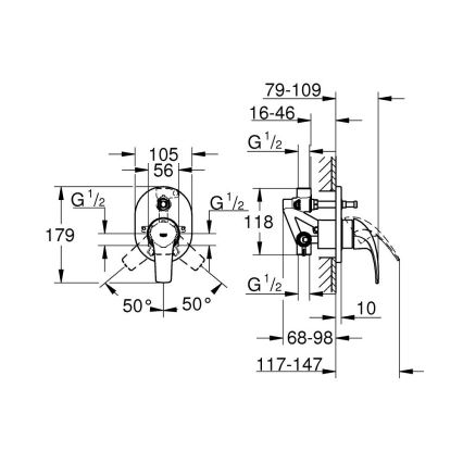 GROHE 29043000 - EUROCUBE badkarsblandare, blank krom