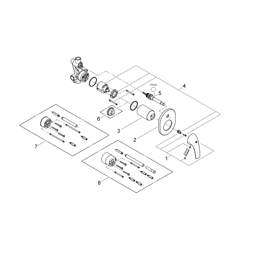 GROHE 29043000 - EUROCUBE badkarsblandare, blank krom