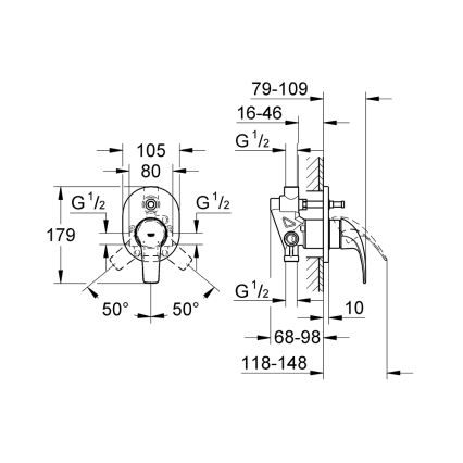 GROHE 29043000 - EUROCUBE badkarsblandare, blank krom