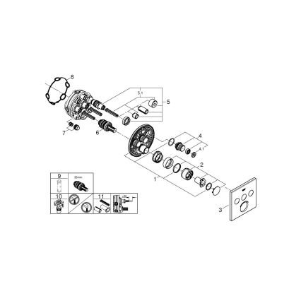 GROHE 29149000 - Täckplatta för inbyggd SMARTCONTROL-blandare 158 × 158 mm, krom