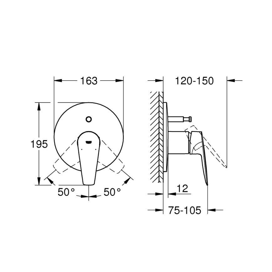 GROHE 29190001 - BAUEDGE badkarsblandare DN 15 polerad krom