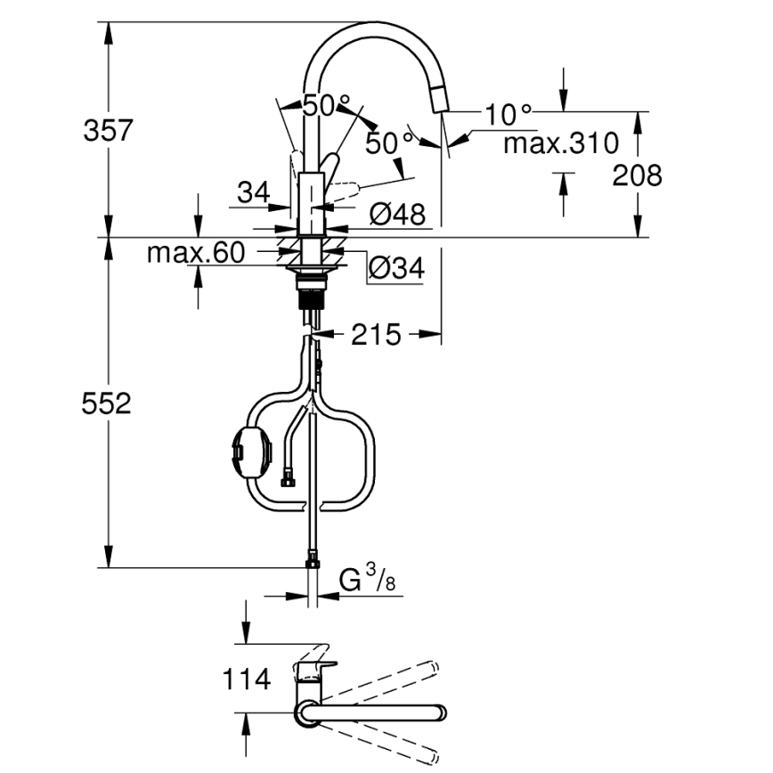 GROHE 30562000 - Köksblandare START CURVE 357 mm polerad krom