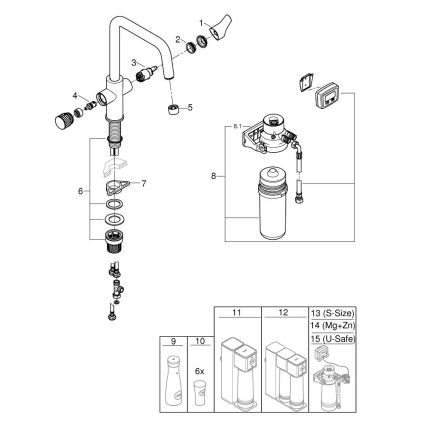 GROHE 30596000 - Köksblandare BLUE PURE med inbyggd filterfunktion, polerad krom