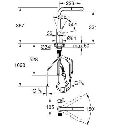 GROHE 30601DC0 - Köksblandare BLUE PURE med utdragbar pip i rostfritt stål