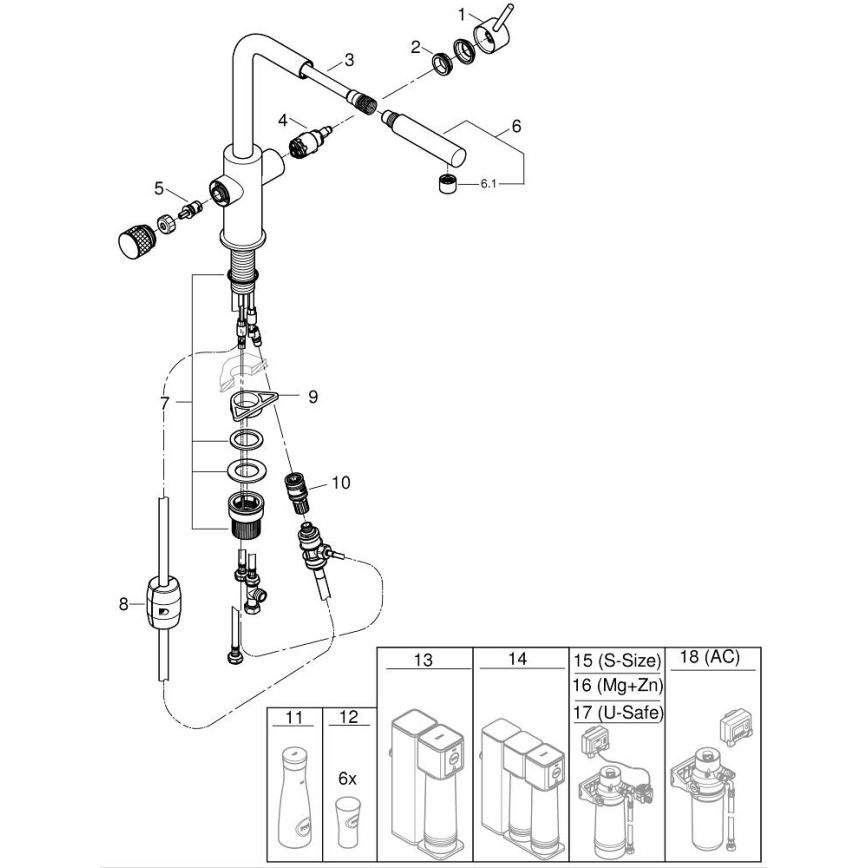 GROHE 30601DC0 - Köksblandare BLUE PURE med utdragbar pip i rostfritt stål