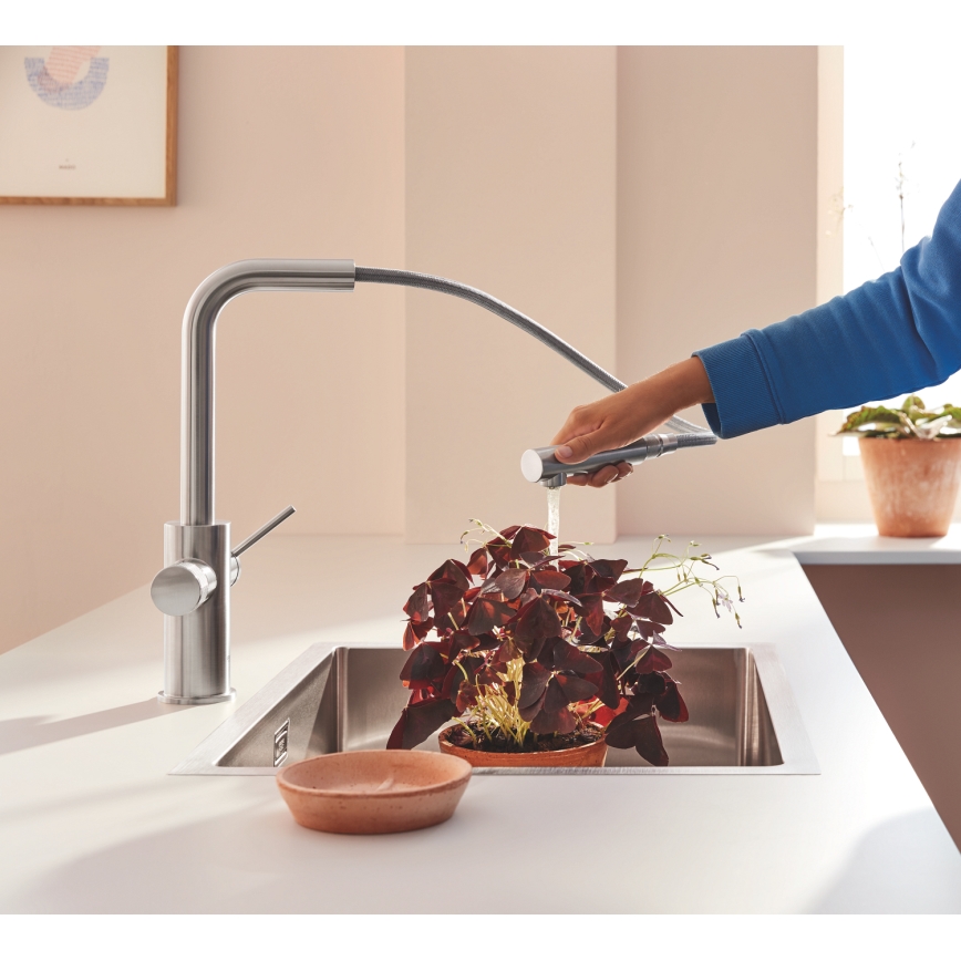 GROHE 30601DC0 - Köksblandare BLUE PURE med utdragbar pip i rostfritt stål