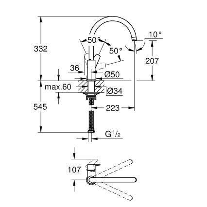 GROHE 31233001 - Köksblandare START, blank krom