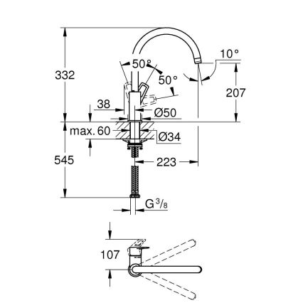 GROHE 31368001 - Köksblandare BAULOOP, polerad krom