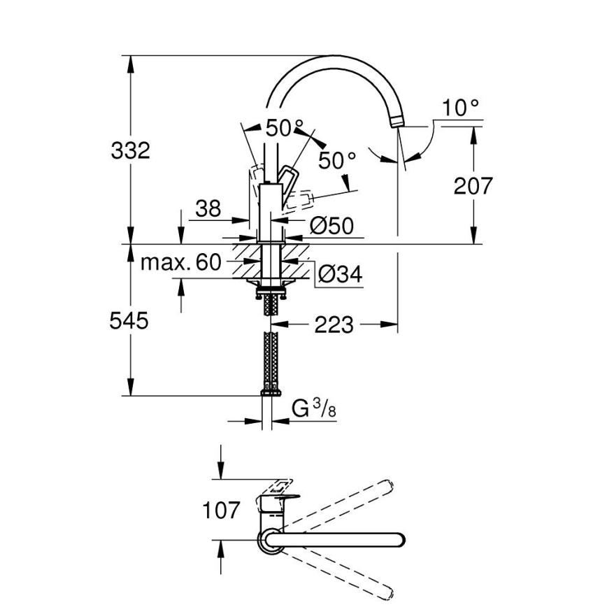 GROHE 31368001 - Köksblandare BAULOOP, polerad krom