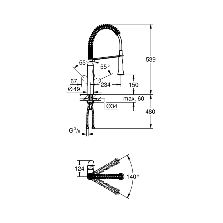 GROHE 31379000 - Diskbänksblandare K7 G12” polerad krom
