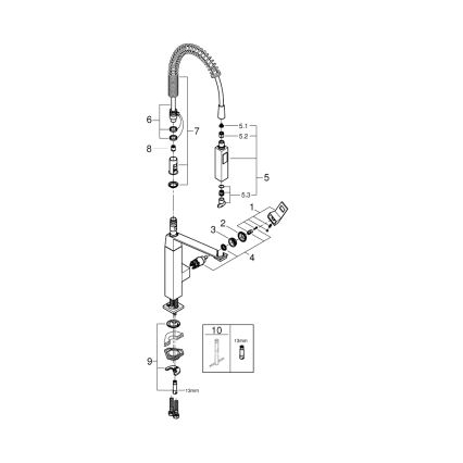 GROHE 31395000 - Köksblandare EUROCUBE 547 mm polerad krom
