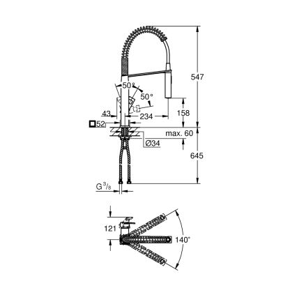 GROHE 31395000 - Köksblandare EUROCUBE 547 mm polerad krom