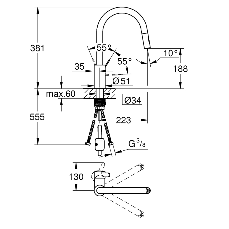 GROHE 31481001 - Köksblandare EUROSMART COSMOPOLITAN polerad krom