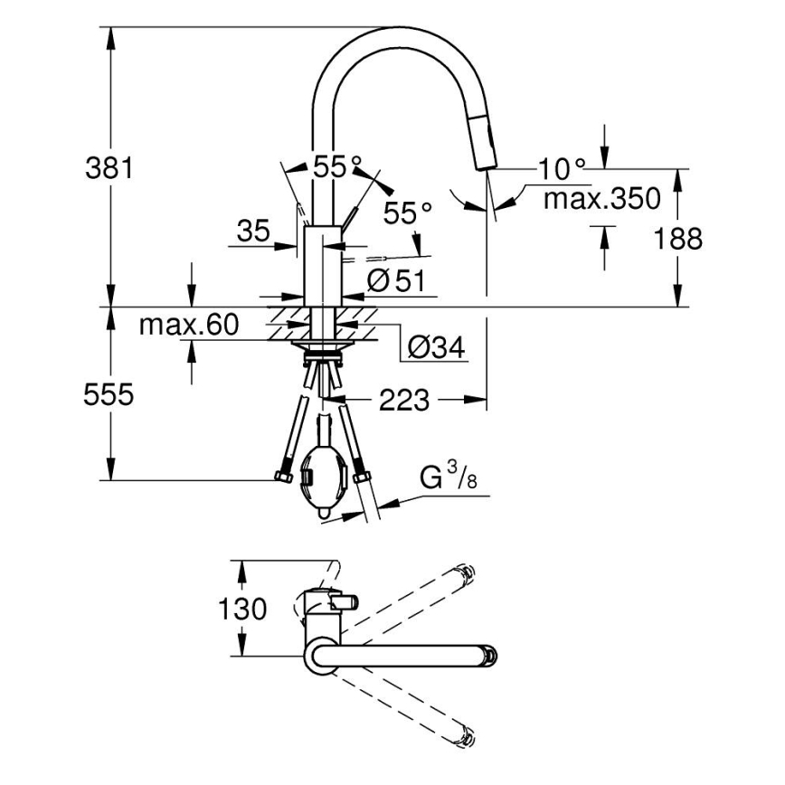 GROHE 31481001 - Köksblandare EUROSMART COSMOPOLITAN polerad krom