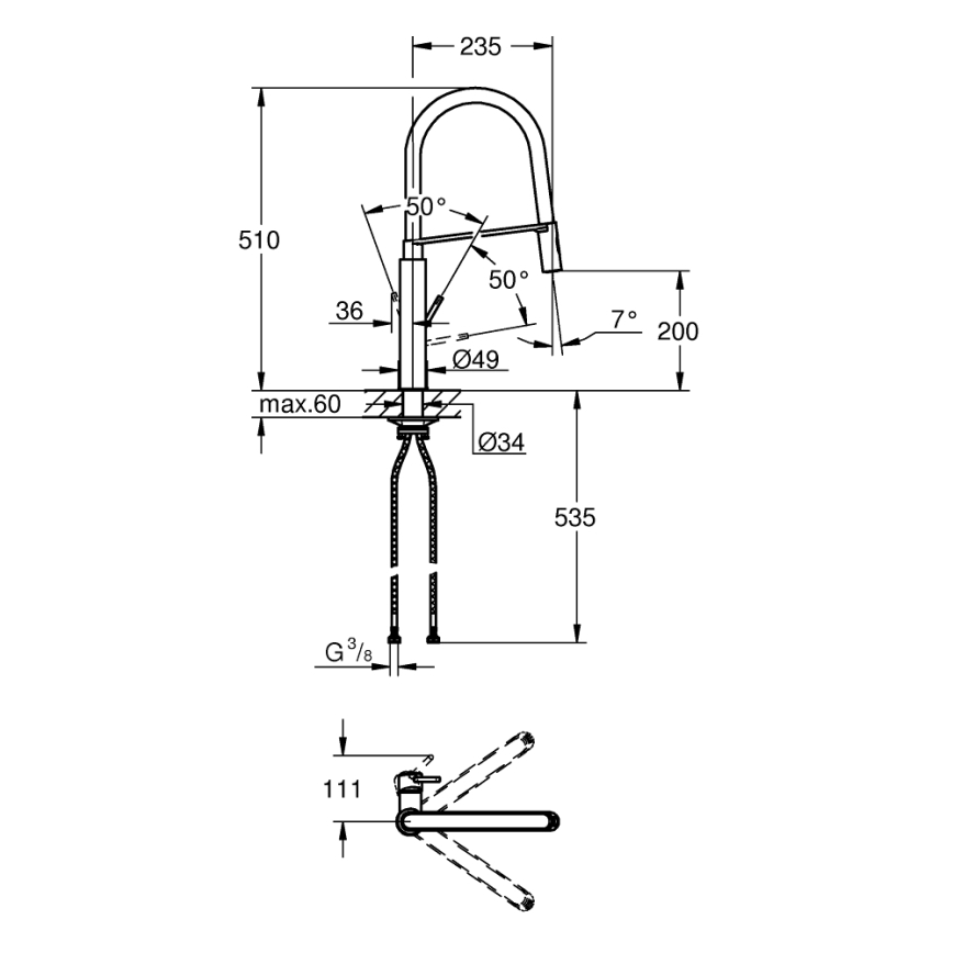 GROHE 31491DC0 - Köksblandare CONCETTO DN 15 i rostfritt stål