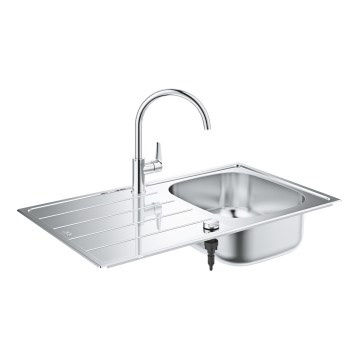 GROHE 31562SD1 - Set med köksdiskho och blandare BAU 860 x 500 mm i rostfritt stål
