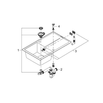GROHE 31640AP0 - Kompositdiskho K400 860 × 500 mm granit/svart