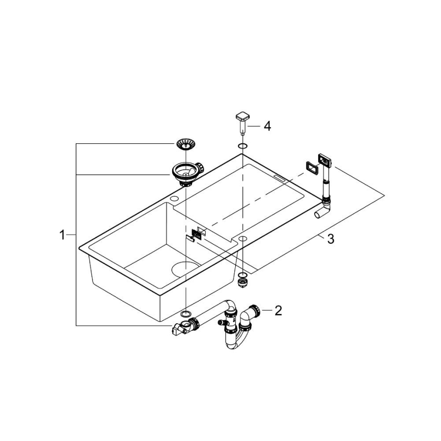GROHE 31645AP0 - Diskho K500, 1000 × 500 mm, sten/svart