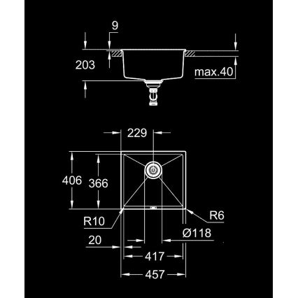 GROHE 31653AP0 - Diskho K700U 457 × 406 mm sten/svart