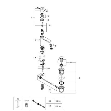 GROHE 32109GL1 - Tvättställsblandare LINEARE, storlek XS, guldfinish