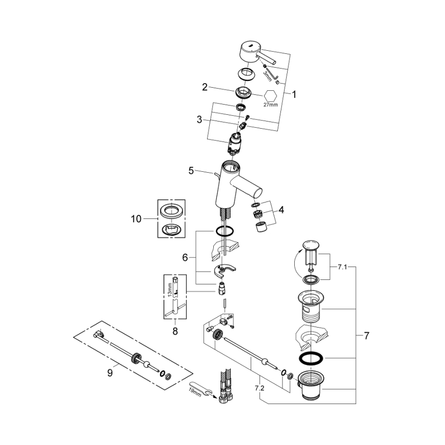 GROHE 32204001 - Tvättställsblandare CONCETTO DN 15, blank krom