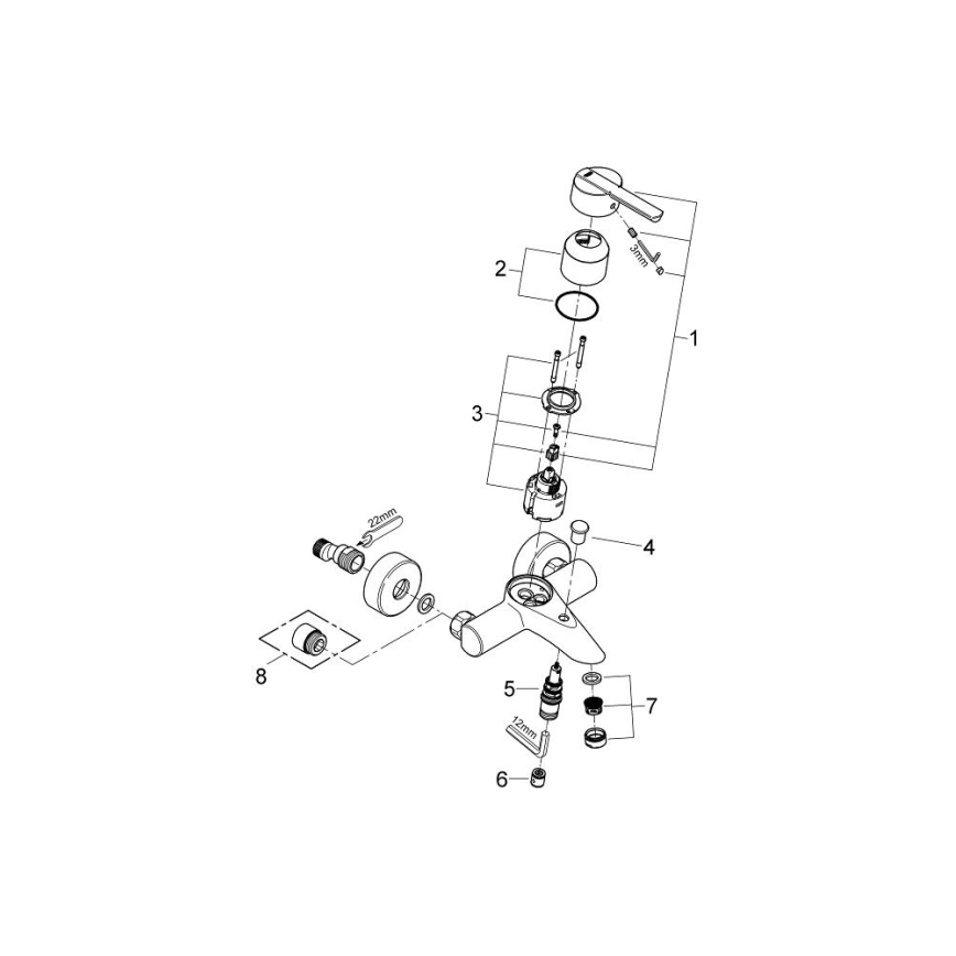 GROHE 32269000 - Badkarsblandare FEEL DN 15, polerad krom