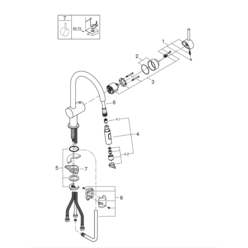 GROHE 32321002 - Köksblandare A i blank krom