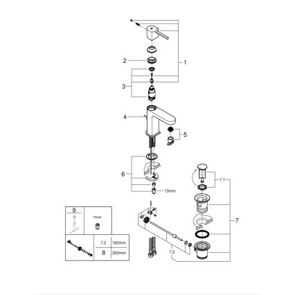 GROHE 32612003 - Tvättställsblandare PLUS, storlek S, blank krom