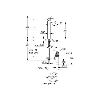 GROHE 32856000 - Tvättställsblandare BAULOOP 12” i polerad krom