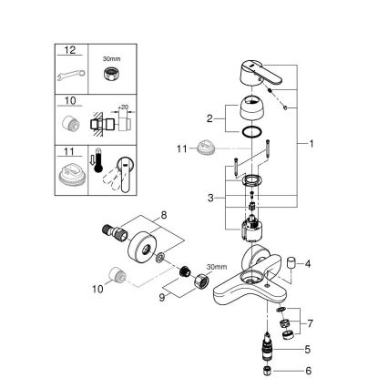 GROHE 32887000 - Badkarsblandare GET DN 15, polerad krom