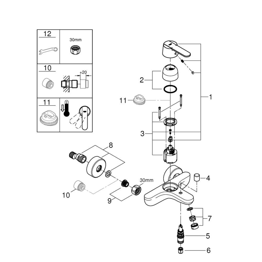 GROHE 32887000 - Badkarsblandare GET DN 15, polerad krom